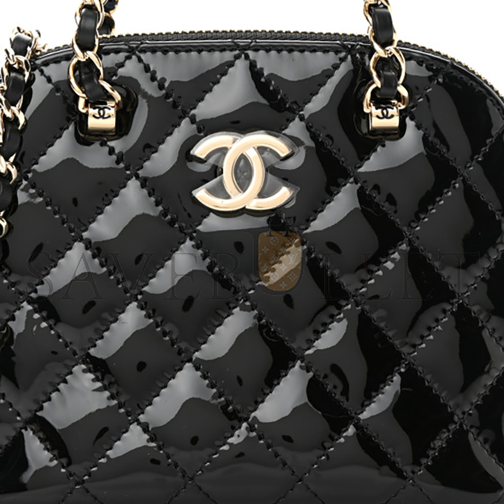 CHANEL MASTER PATENT CALFSKIN QUILTED SHINY COCO CLUTCH WITH CHAIN BLACK (16*11*5.5cm)